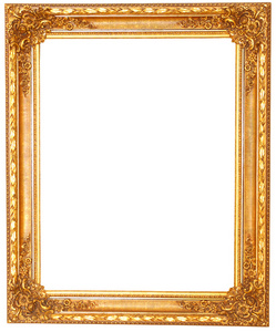 孤立在白色背景上的旧古董金色框架照片