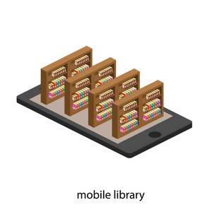 智能手机上的图书馆书架