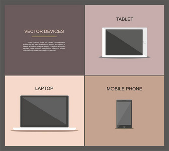 笔记本电脑 平板电脑和手机套。响应的 web 设计