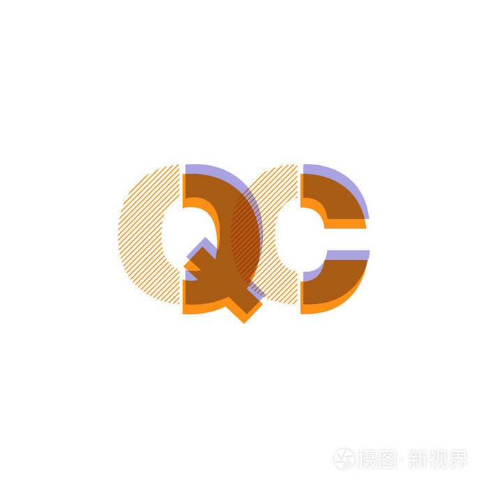 色联合字母qc标志的矢量插图设计