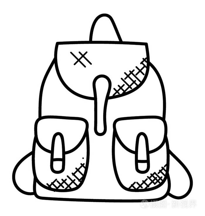 手绘露营背包或旅游复古包插画-正版商用图片06j94g-摄图新视界