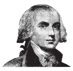 詹姆斯麦迪逊, 17511836, 他是美国的, 第四任美国总统从1809年到 1817, 复古线条画或雕刻插图
