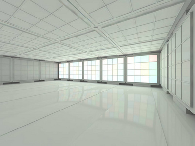 抽象的现代建筑背景，空开放空间的内部。3d 渲染