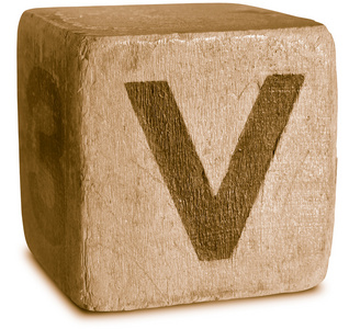 棕褐色木块字母 v 的照片