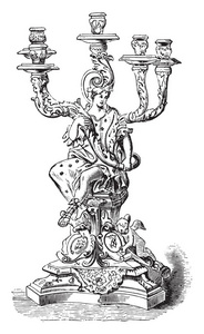 烛台的德累斯顿, 复古雕刻插图。工业百科全书 E。拉米1875