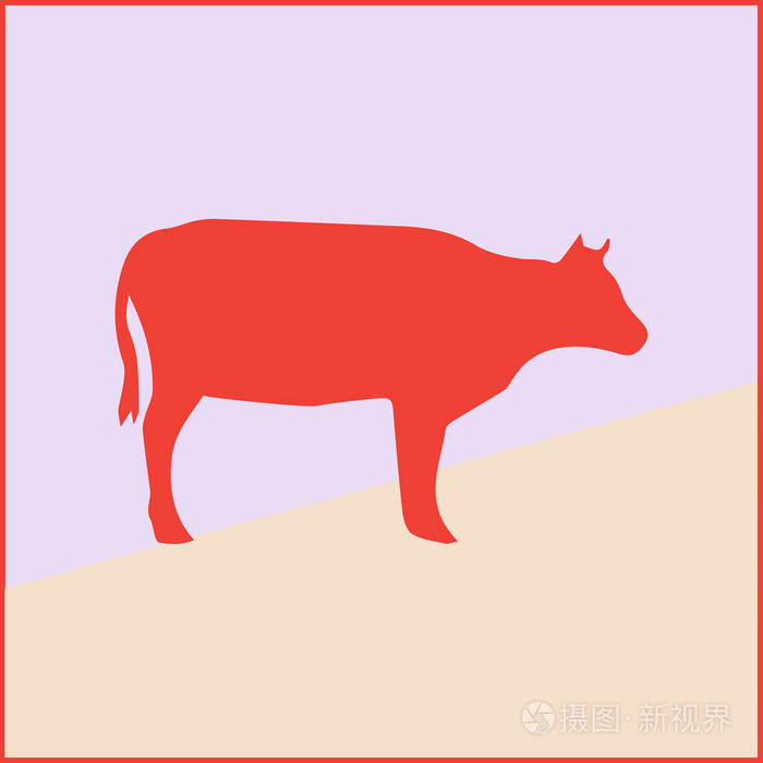 牛的剪影。矢量图标