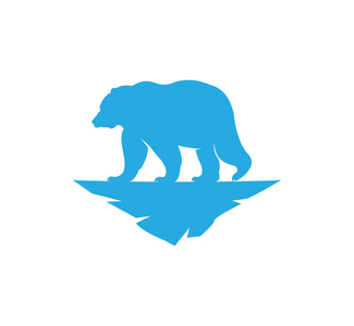动物熊的简单蓝色剪影公园土地矢量插画图案设计