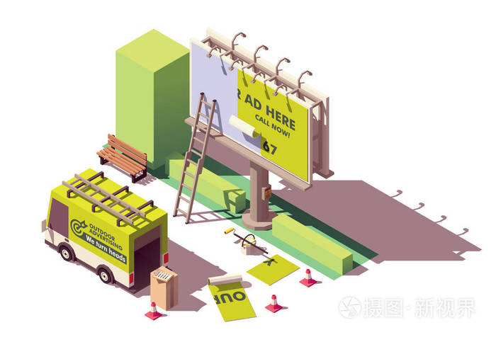 矢量等距广告牌固定插画-正版商用图片06k5pd-摄图新视界