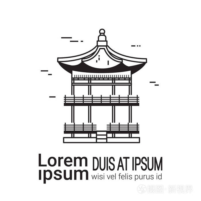 韩国宫廷素描, 手绘著名首尔地标插画-正版商用图片06k5zu-摄图新视界