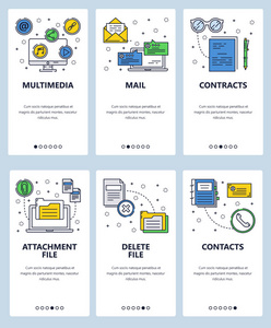 矢量线艺术 web 和移动应用程序模板集