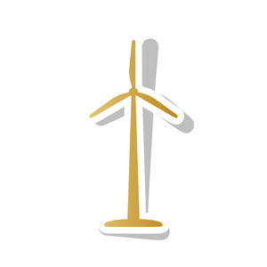 风力涡轮机标志或标志。向量。金色渐变图标