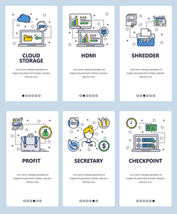 矢量线艺术 web 和移动应用程序模板集