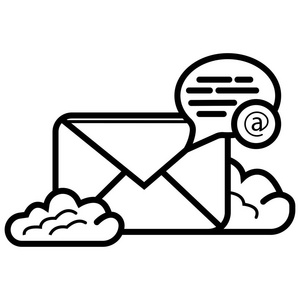 电子邮件图标矢量, 简单设计笔记本电脑与信封和打开电子邮件在屏幕