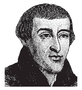 哥白尼, 1473-1543, 他是数学家和文艺复兴时期的第一位天文学家, 他