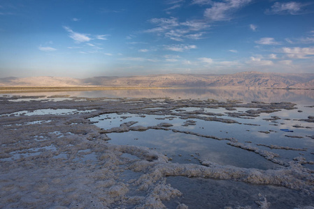 风景秀丽的盐湖, 死海, 以色列