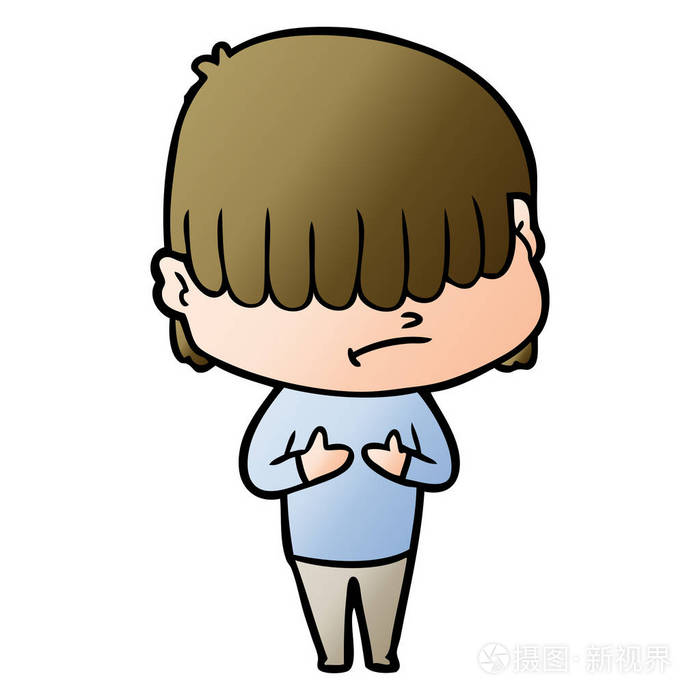 凌乱的头发的卡通男孩