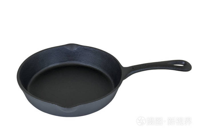 小黑铸铁煎锅在白色背景查出照片 正版商用图片06kp7g 摄图新视界