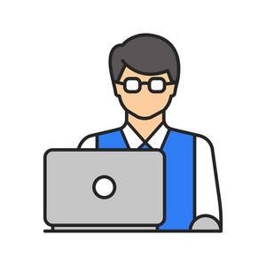 在白色背景上隔离的程序员颜色图标照片