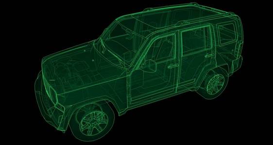 透明的 Suv 与简单的身体直线。3d 渲染