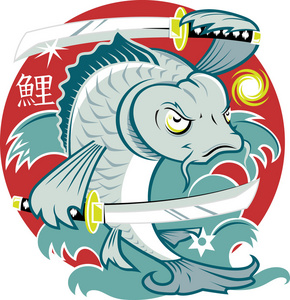 锦鲤卡通武士锦鲤鱼照片