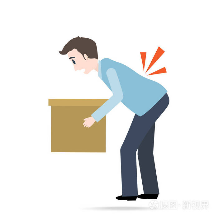 男子携带箱和背部疼痛受伤.人身伤害 ico