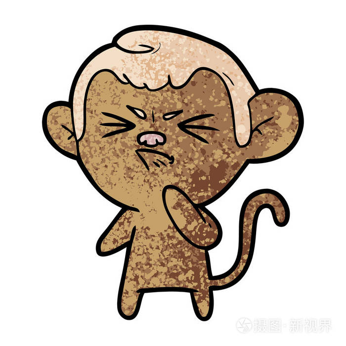 动画片《愤怒的猴子》在白色中被孤立的矢量例证