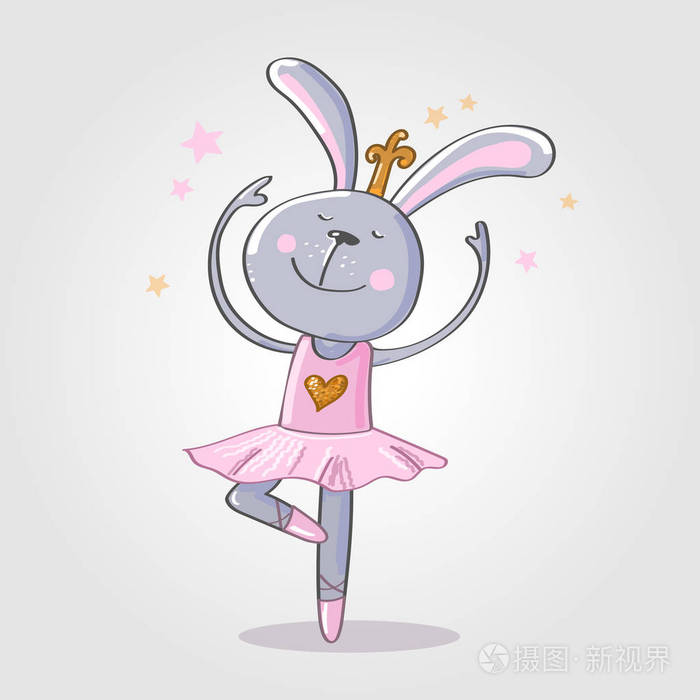 可爱的兔子芭蕾舞演员插画