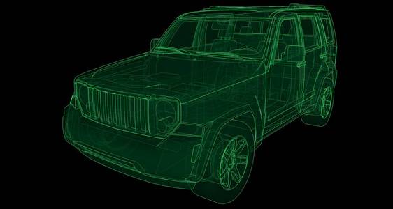 透明的 Suv 与简单的身体直线。3d 渲染