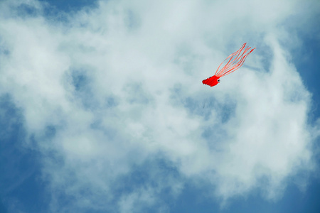 蓝蓝的天空中的风筝图片