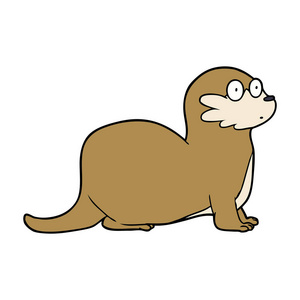 矢量卡通动物剪贴画河流常见水獭可爱的卡通水獭在白色背景为儿童版画