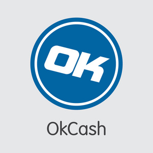 Okcash Blockchain Cryptocurrency。矢量确定彩色徽标