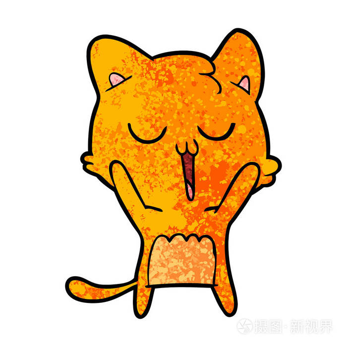 卡通猫咪歌唱的矢量图解