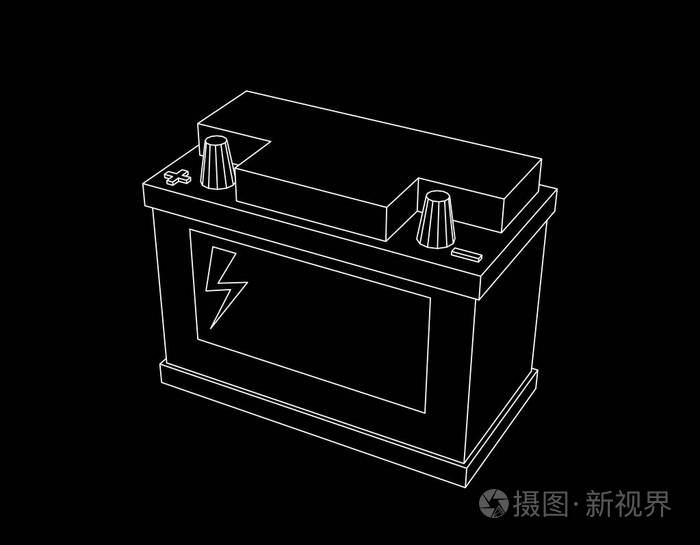 汽车蓄电池矢量轮廓图