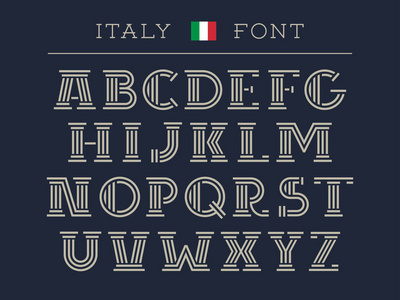 意大利字体。带拉丁文字母的矢量字母表