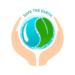 国际环境日世界环境日标志或海报与地球和手照片