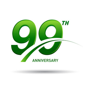 99年绿色周年纪念标志在白色背景