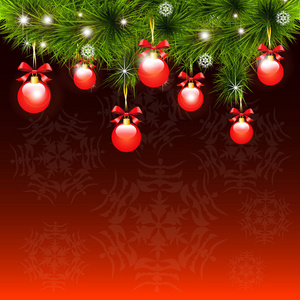 圣诞花环和红球在勃艮第背景
