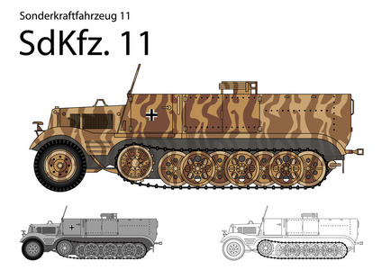 ww2德国sdkfz.11部队运输和一般用途半轨道照片