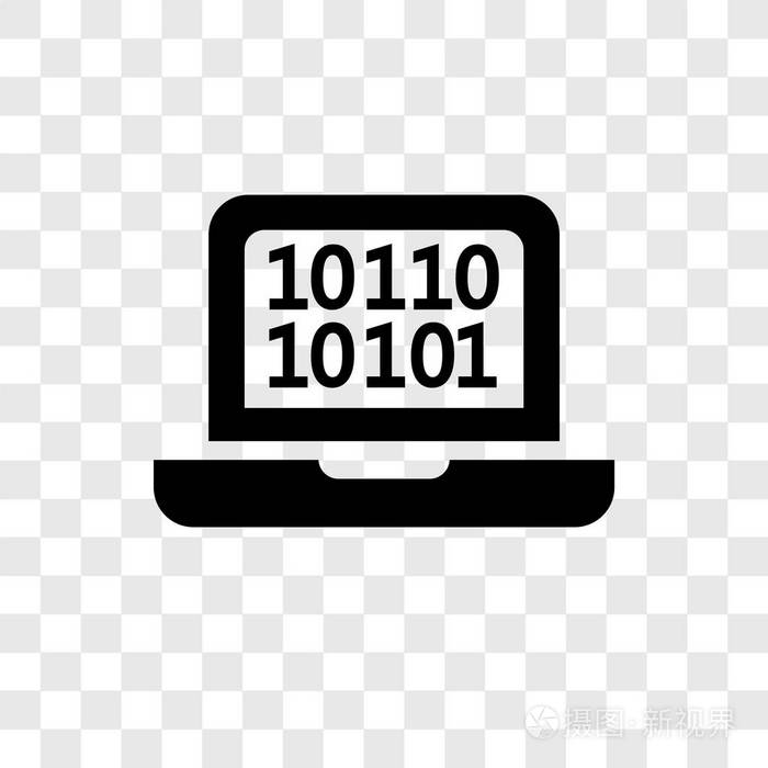 二进制代码矢量图标在透明背景上隔离, 二进制代码透明徽标概念