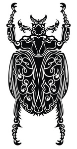 风格的圣甲虫.涂鸦族图案向量错误照片