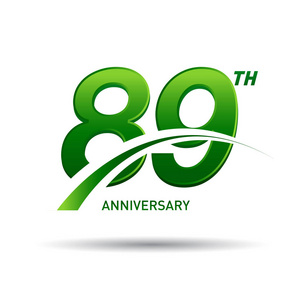 89年绿色周年纪念标志在白色背景