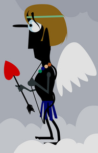 翅膀的横幅带翅膀的血丝眼球带翅膀的女人带翅膀和辫子的甜蜜幻想天使