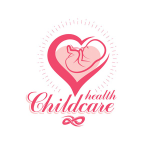 诚信的绘画主题矢量胚徽.怀孕和母亲关怀主题, 新生活理念的图画.