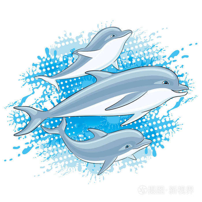 白色背景下的海豚和水飞溅插画 正版商用图片06mbi6 摄图新视界 白色背景下的海豚和水飞溅插画 正版商用图片06mbi6 摄图新视界