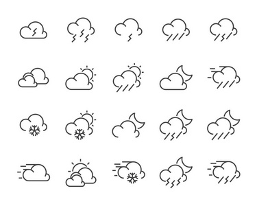 集天气图标, 如云, 太阳, 天气