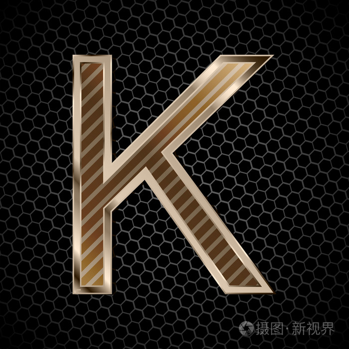 金属字体。字母 k