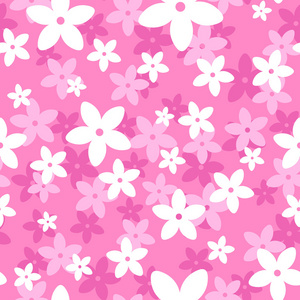 矢量无缝模式与白色和粉红色的花朵