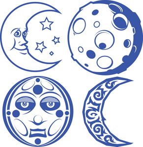 月亮和星星波西米亚风格符号向量部落标志