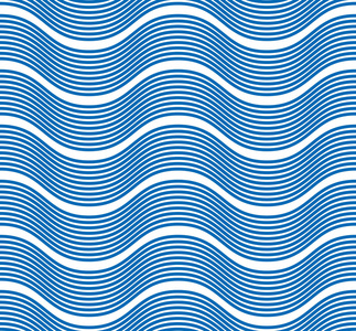 波浪无缝纹, 矢量水流曲线线抽象重复无尽的背景, 蓝色的有节奏的波浪