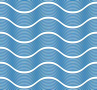 波浪无缝纹, 矢量水流曲线线抽象重复无尽的背景, 蓝色的有节奏的波浪